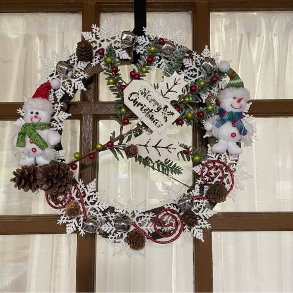 Christmas Snowman Merry Christmas Wreath 14"